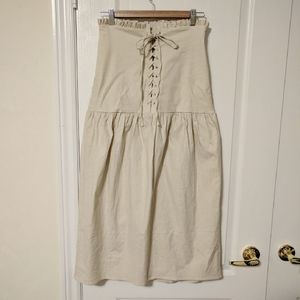 Urban Outfitters Linen Blend Lace Up Midi Skirt